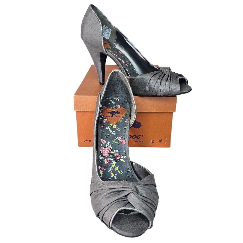 Rocket Dog Ownitts Womens Size 10 Gray Thai Silk Peep Toe D'Orsay Pump Heels